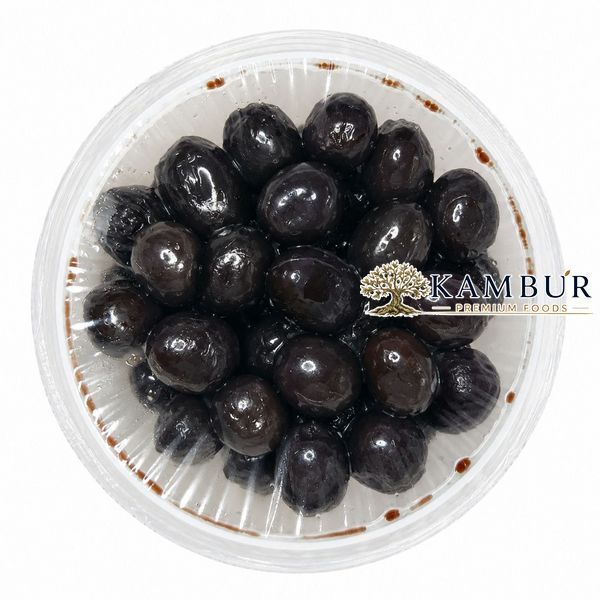 В'ялені чорні маслини з кісточкою Yunus Black Gold у фірмовій вакуумній упаковці вагою 200 г.