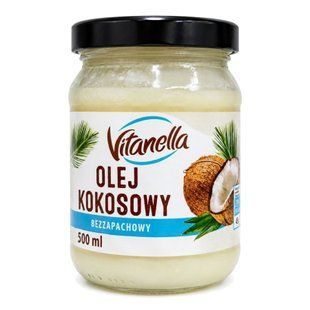 Олія кокосова рафінована без запаху Vitanella Olej Kokosowy Bezzapachowy 500 мл (5904730127844)