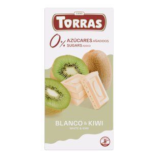 Плитка класичного іспанського білого шоколаду Torras Blanco без цукру та штучних добавок в упаковці 75 г.